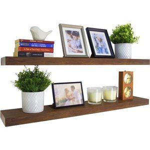 Rustic Floating Shelves -36 inch Wood Wall Shelves,Set of 2 (36", Walnut Color)